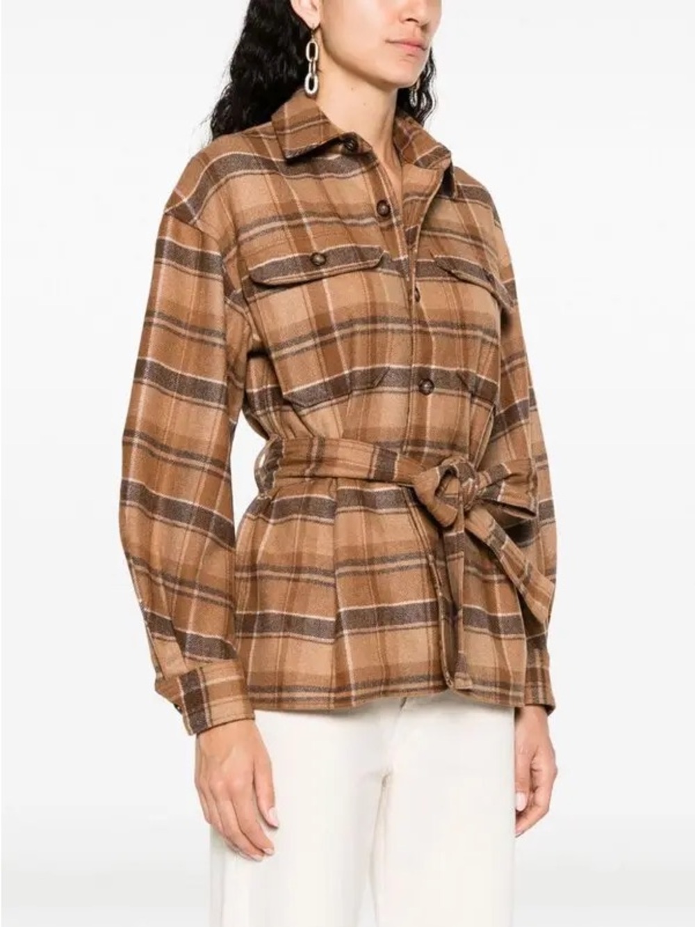 Polo Ralph Lauren Belted Wool Blend Plaid Shirt Jacket Shacket Size 10
